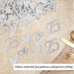 25th Wedding Anniversary Confetti Silver Glitter Table Scatter Decor 100 PCS