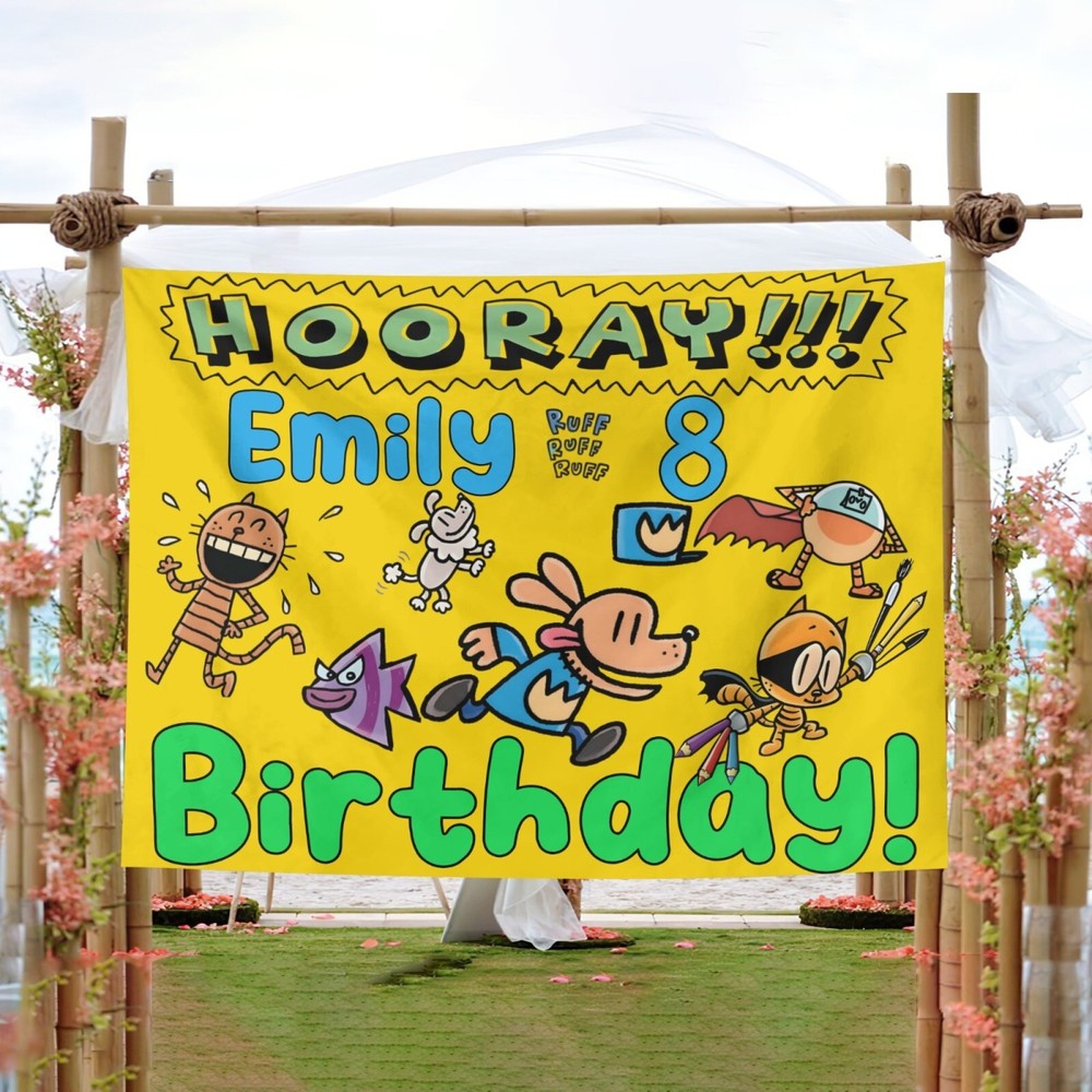 Personalize Dogman Birthday Party Banner Poster Gift, Dog Man Party Supplies