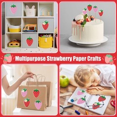 MixTeach 48 Pieces Strawberry Cutouts Summer Berry Paper Cutouts Strawberry S…