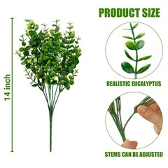 Sggvecsy Artificial Flowers for Outdoors 12 Bundles UV 12 Bundles, Green