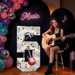 Music Theme 5th Birthday Decorations, Musical Party Decor Light Up Number 5