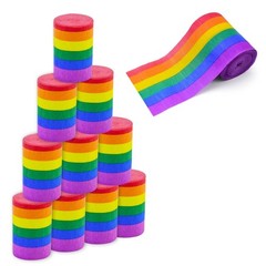 10 Rolls Rainbow Crepe Paper Streamers 328ft Colorful Party Decor for Pride, Bir