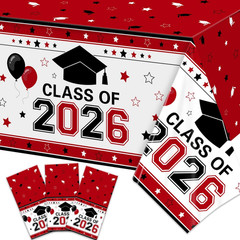 3Pcs 54×108″ Class of 2026 Graduation Table Covers Congrats Grad Party Decor