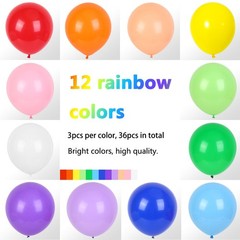 Rainbow Balloons 36pcs 18 Inch Large Colourful Latex Balloons for Baby Shower…