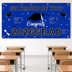 Graduation Decorations 2026 Blue Graduation Banner 66.1″ x 33.8″ Graduation B…