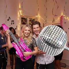 2 Pcs Lightweight Inflatable Disco Ball & Guitar – Perfect for Retro Events