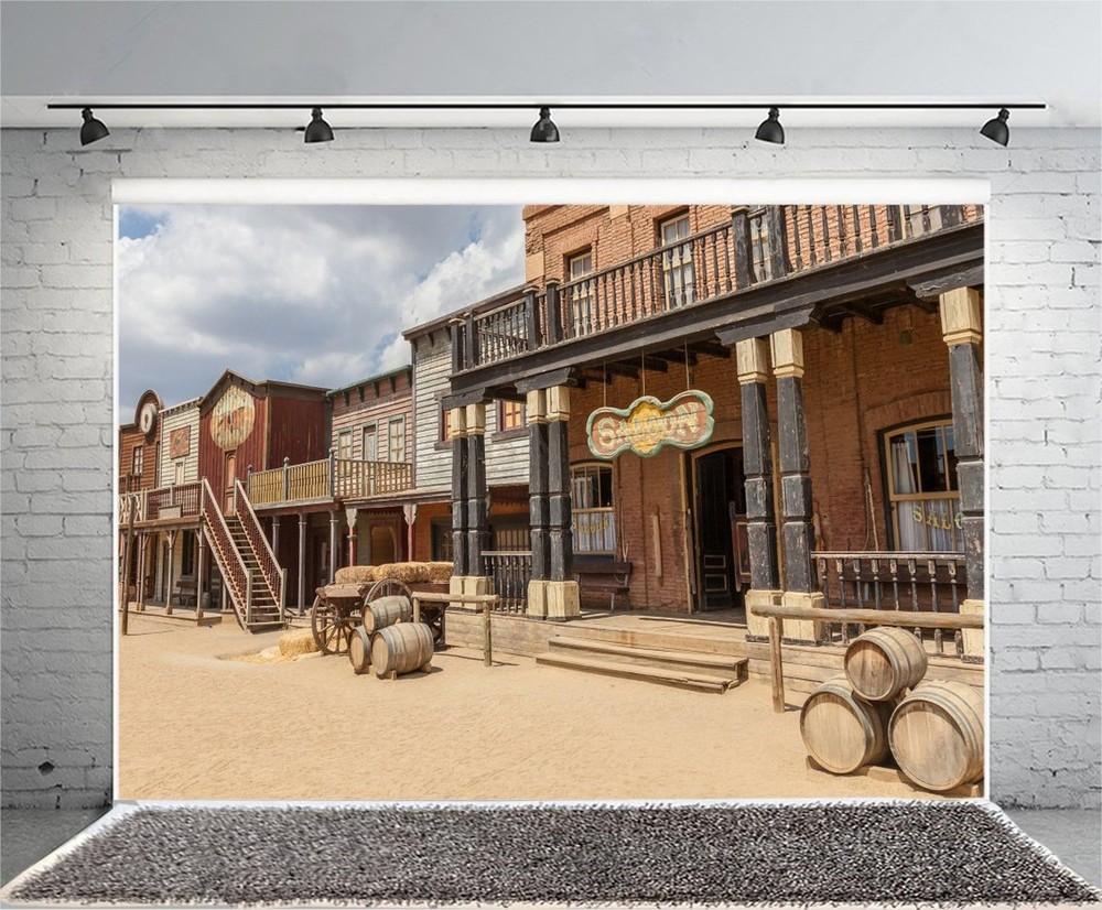 Laeacco 7x5ft Photography Background Old Wild West Cowboy Town Salo… Fast Ship