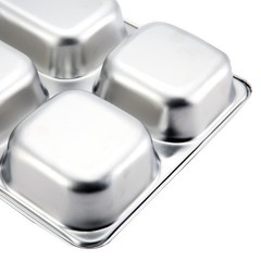 Tebery 3 Pack Stainless Steel Rectangular Divided Plates Tray, Large, Silver