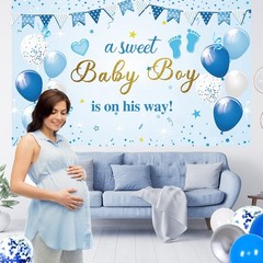 Baby Shower Decorations for Boy, Blue Baby Party Decor Kit with Balloons Boxe…