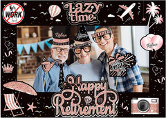 Retirement Party Photo Booth Props Kit – 37Pcs Paper Photo Props 1 Frame Glitter