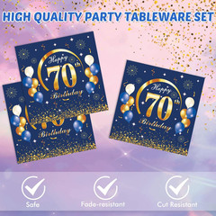 40PCS 70 th Birthday Decorations For Men Navy Blue and Gold Happy Birthday Pa…