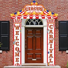 3Pcs Carnival Circus Porch Sign Banner Circus Party Awning Hanging Banner Carniv
