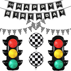 Race Car Birthday Party Decorations with Traffic Light Balloons,Automobile Party