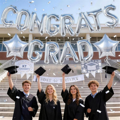 Congrats Grad Balloons, 2026 Silver Graduation Party Decorations 16 Inch Silver