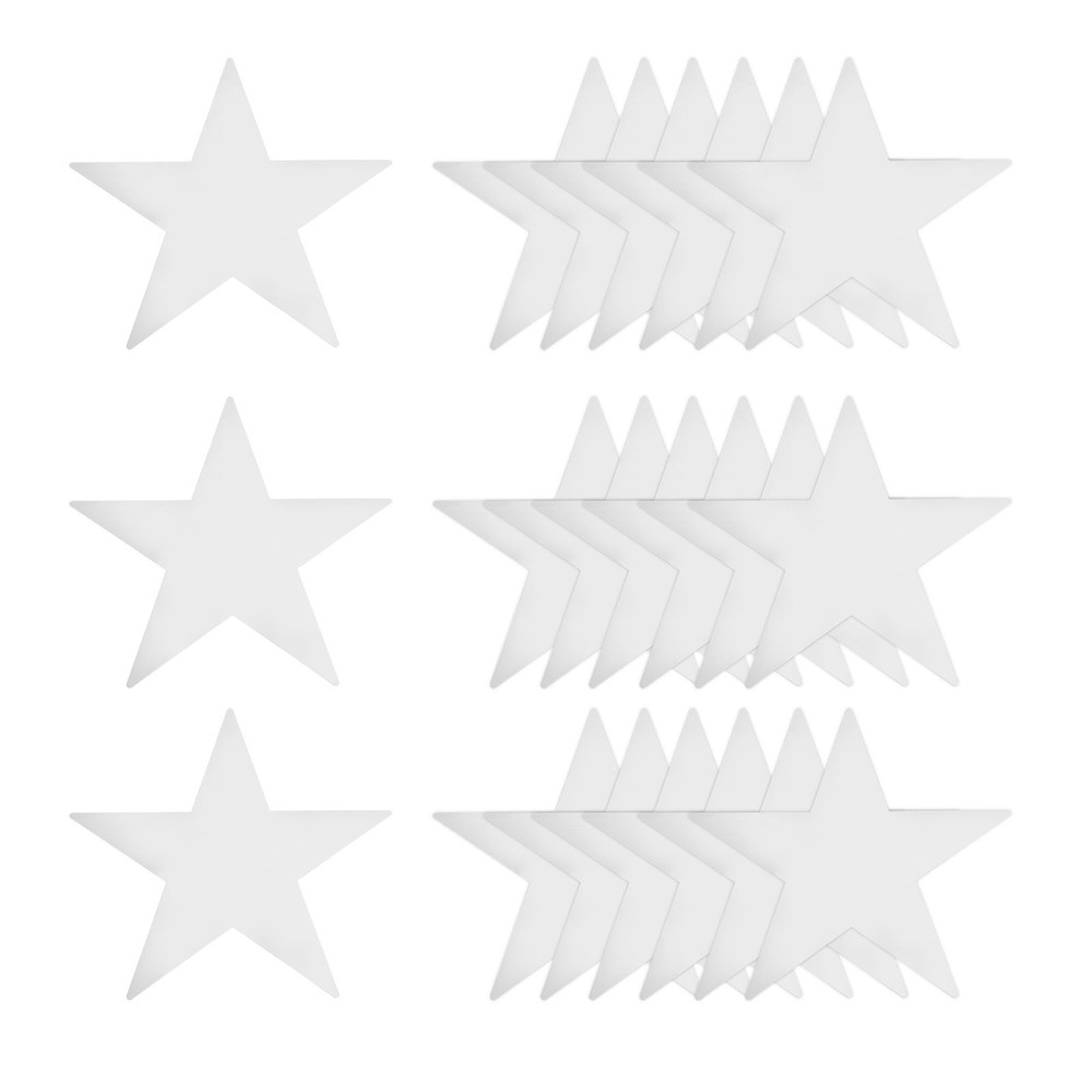 24 Pcs Silver Stars Cutouts, 6 Inch Double Printed Paper Stars Cutout