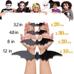 NANINUNENO 80PCS Halloween Bats Wall Decor, PVC 3D Bat Stickers, Black, Black