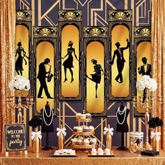 Pcs Roaring Party Decorations Black Gold 19Hanging Banner for Retro 6 20s