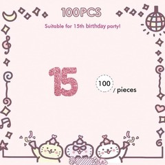 100 PCS Number 15 Confetti Pink Glitter Paper Scatter 15th Birthday Decor