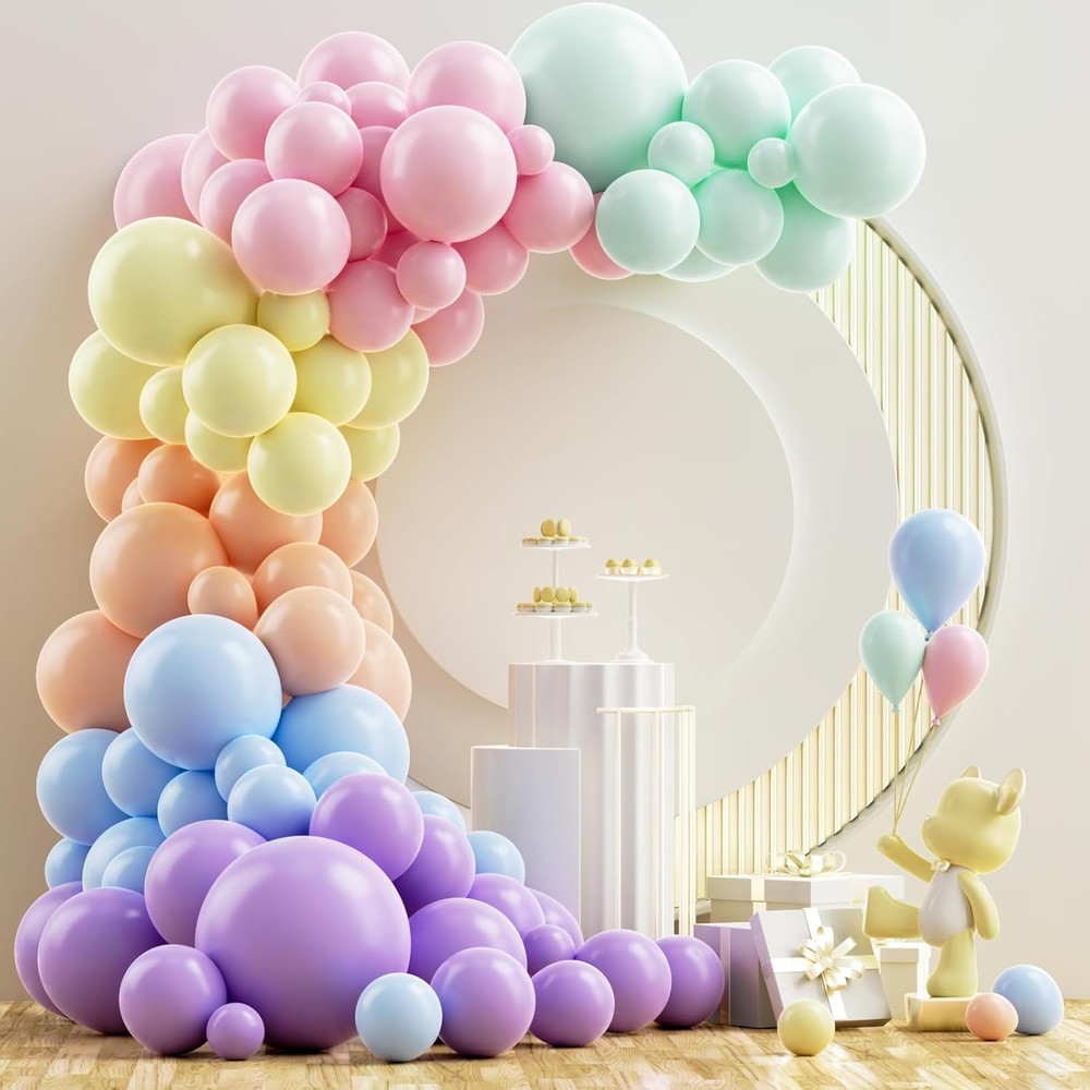 NISOCY Pastel Balloons Arch Garland Kit, 126PCS 18In 12In 10In 5In Pastel Color