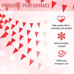 Pennant Banners 200 Feet Long, Triangle Hanging Flags String DIY Party Decor