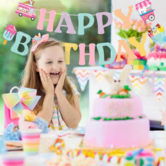 Ice Cream Happy Birthday Banner Sign Sweet Birthday Party Decorations Ice Cream
