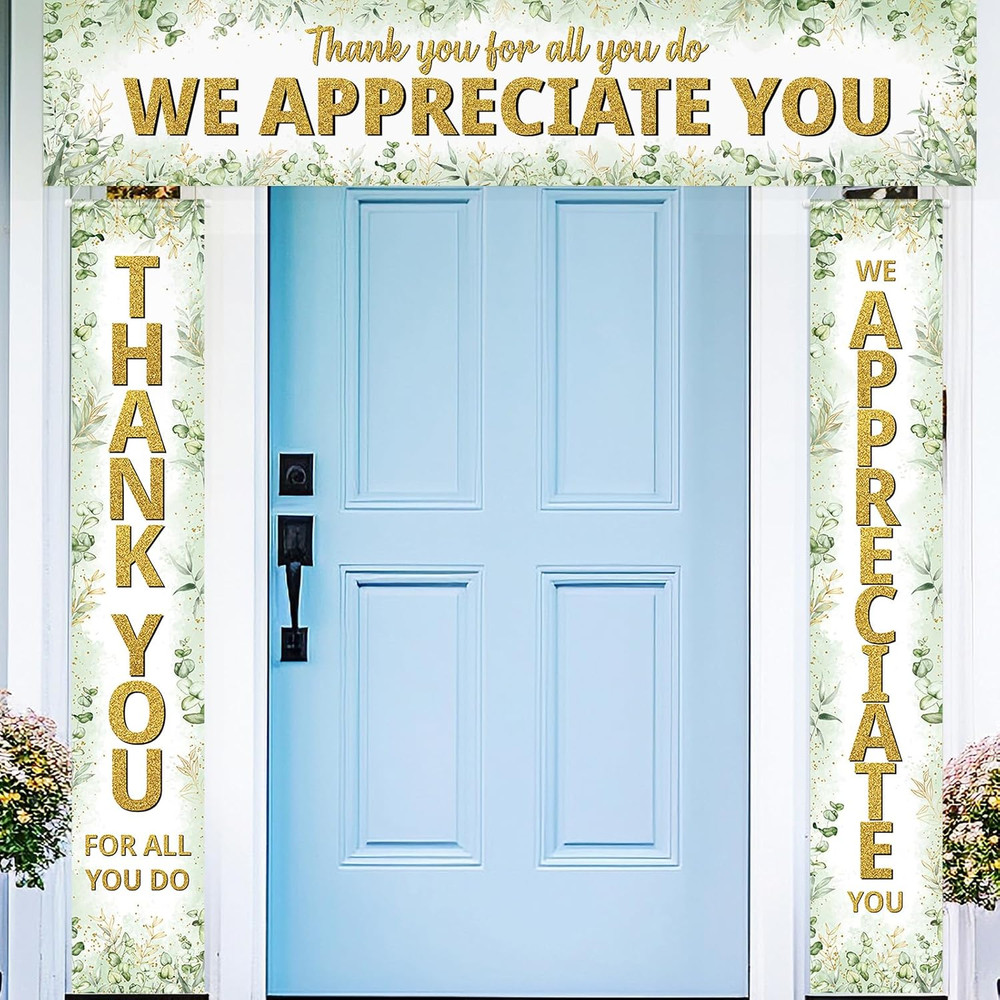 3 Pcs Eucalyptus Appreciation Banner We Appreciate Thank You for All You Do Back