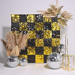 12 Pcs Gold Shimmer Wall Backdrop Panels Square Sequin Party Decoration 3×4 Ft