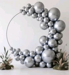 Metallic Silver Latex Balloon Arch Kit- 18, 12, 10, 5 Inch Assorted 139 Pieces