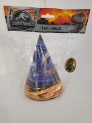 JURASSIC WORLD Blue Assorted Colors Birthday Party Hats, 8 Count NEW