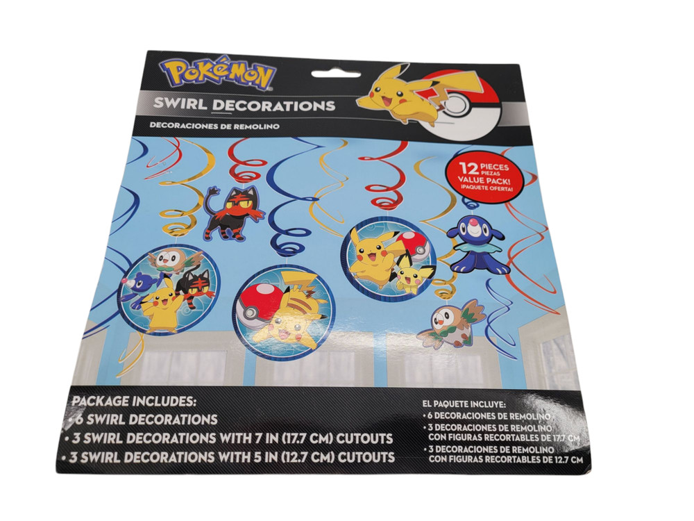 Pokemon Swirl Decorations Birthday Party Pikachu Pichu Meowth Litten – New