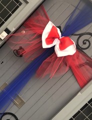 UNION JACK DOOR BOW Red White & Blue Mesh Ribbons & Organza Satin Bow BNIP £15