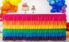 9ft Table Skirt Rainbow Tablecloth Unicorn Tutu Table Skirt for Rectangular