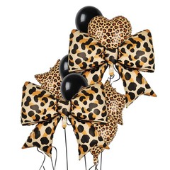 Cheetah Print Bow Balloons Leopard Balloon Jungle Animal Theme Party 16Pcs