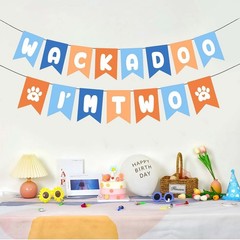 Puppy Themed 2nd Decorations Banner, Blue and Orange I’m Party Garland, Pre-S…