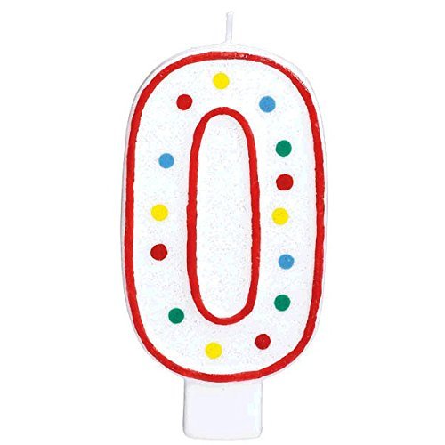 Extra Large Amscan Birthday Party Perfect Candle #0 Number 0 inches Wax Zero