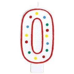 Extra Large Amscan Birthday Party Perfect Candle #0 Number 0 inches Wax Zero