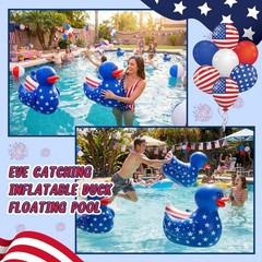 Hungdao 8 Pack Patriotic Inflatable Decoration Duck Pool Floats 16 Inch Large…