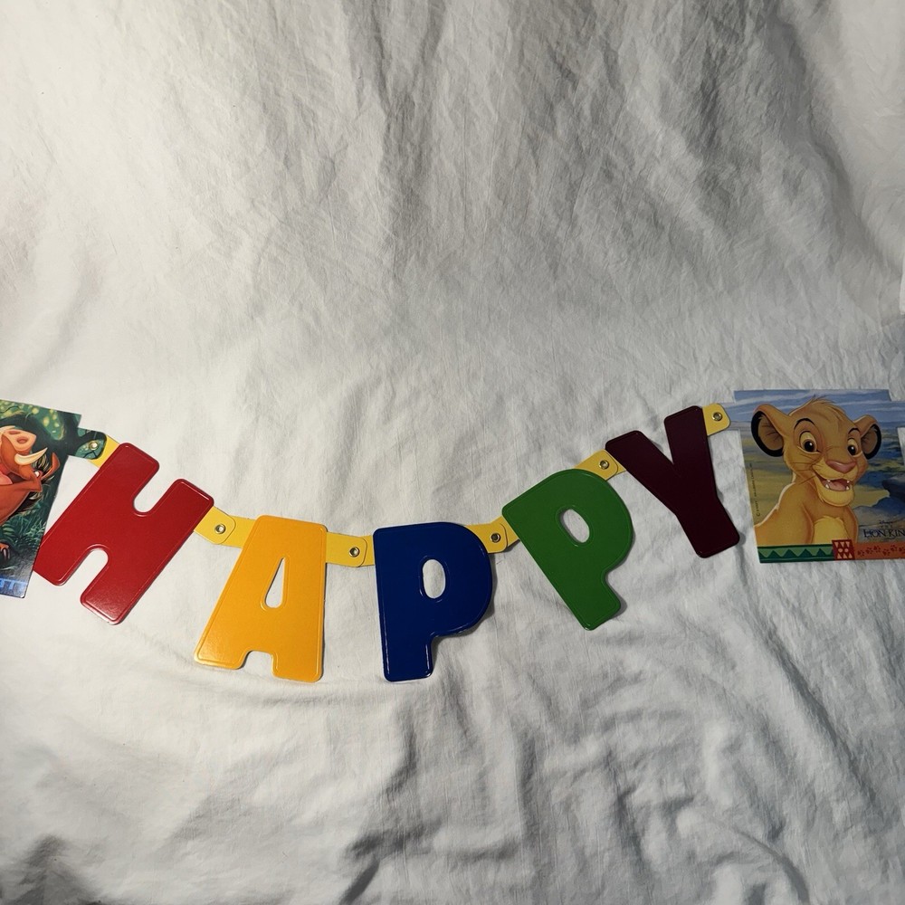Vintage Disney Lion King Happy Birthday Sign Banner Party Decor