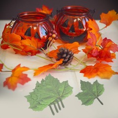 200Pcs Artificial Maple Leaves Fall Leave Cutouts Leaf Green with Glue 2.8×3.3″