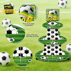 World Soccer Cup Decorations 2026 – 3 Tier Soccer Cupcake Stand | Soccer Party D