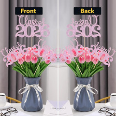 Graduation Centerpieces for Tables, 24 PCS Pink Double-Sided Glitter Class