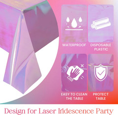 1 Piece Pink Iridescent Party Decorations 40″ X 108″ Holographic Tablecloth Vale