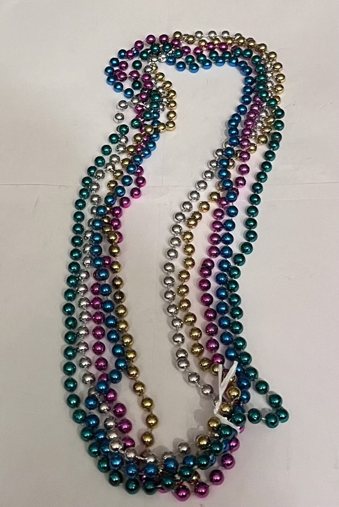 6 Pack Assorted Colors (Purple, Blue, Green, Gold,Silver,Pink) Mardi Gras Beads