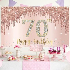 Stunning Rose Gold Pink 70th Birthday Backdrop – Perfect for Photo Booths