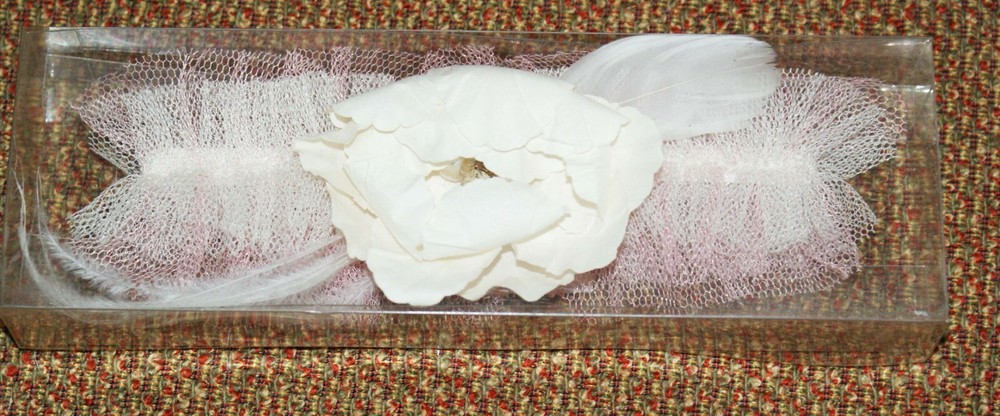 Shabby Chic Blush Garter Flower Rhinestone Feather Lillian Rose Fast Shipping