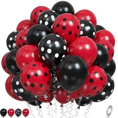 Ladybug Balloons, Red Black Polka Dots Balloons Matte Black and Red Balloon B…