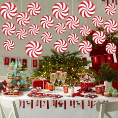 35 PCS Large Christmas Candy Cutouts 3 Sizes Red Peppermint Paper Decor