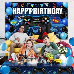 Vibrant Blue and Black Video Game Party Set – Perfect for Gamers’ Birthdays