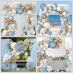 153pcs Dusty Blue Balloon Garland Arch Kit, Different Sizes 18 12 10 5 inch B…
