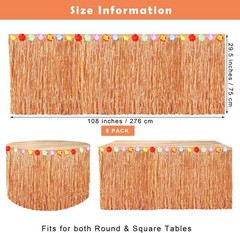 Fovths 8 Pack Luau Grass Table Skirt Natural 9 Feet x 29.5 Inch Hawaiian Tabl…